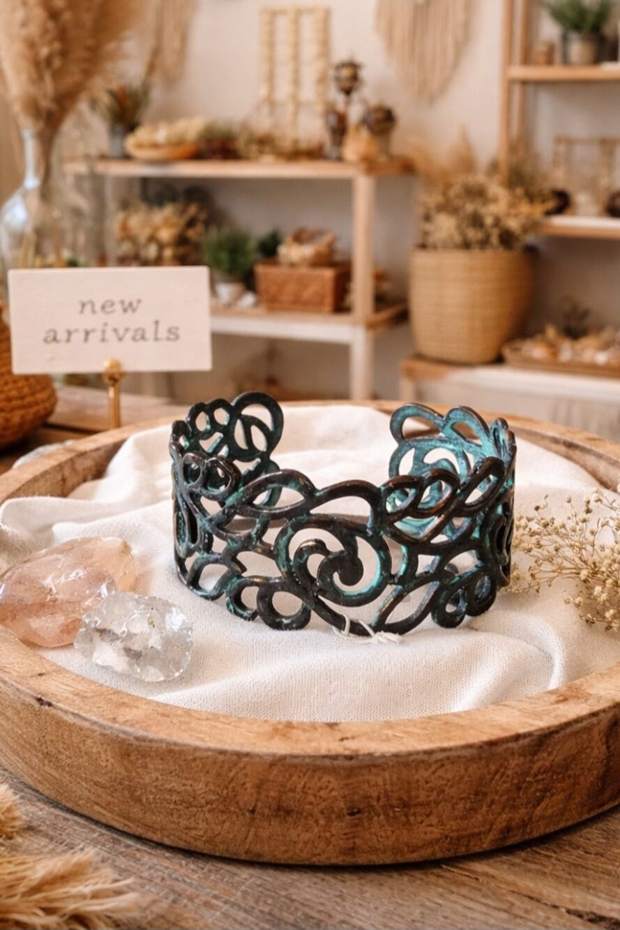 Pomina Vintage Blue Metal Cuff Bracelet New